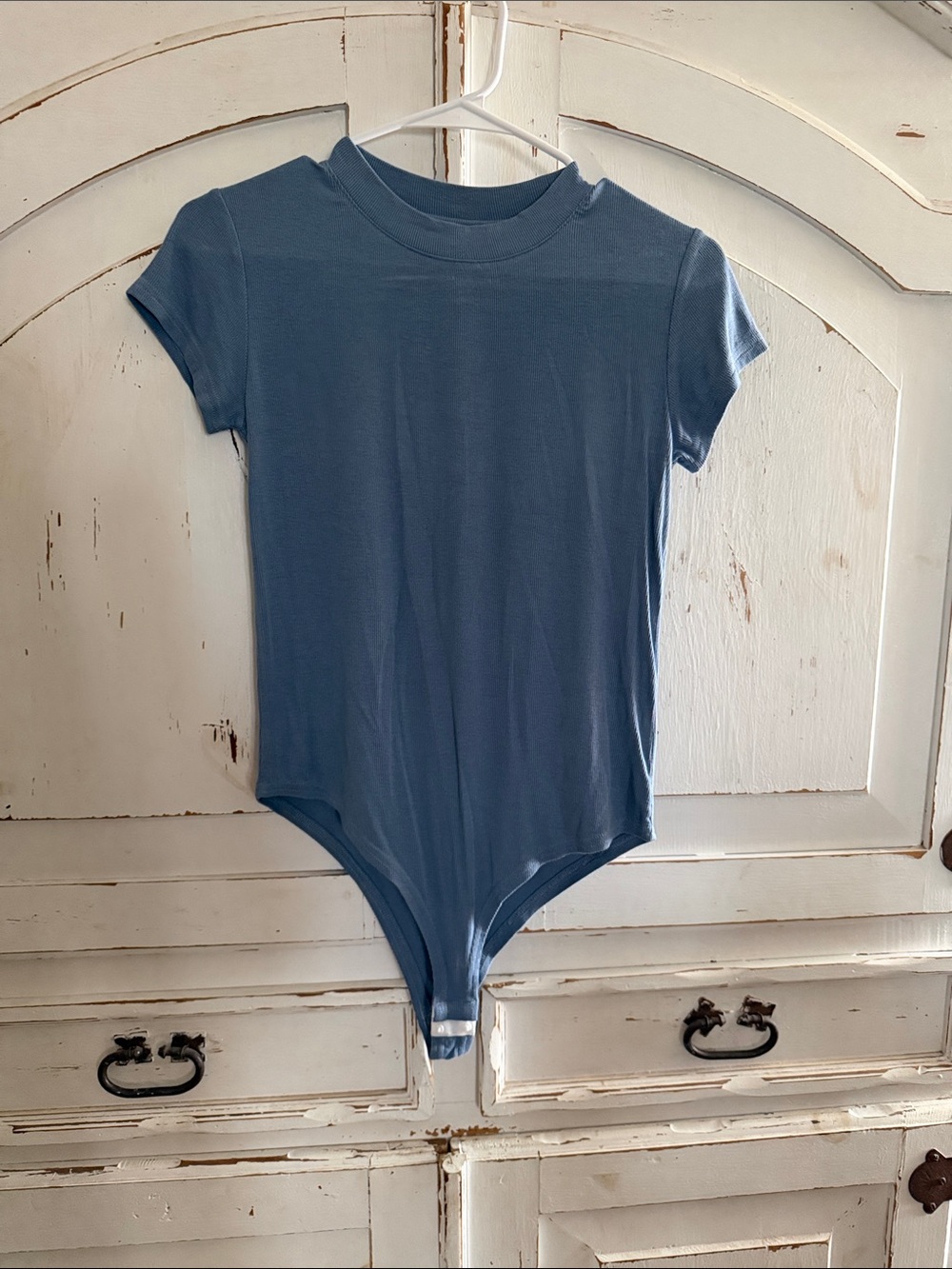 Women’s Blue Short-Sleeve One-Piece Bodysuit